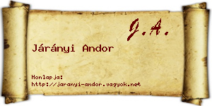 Járányi Andor névjegykártya